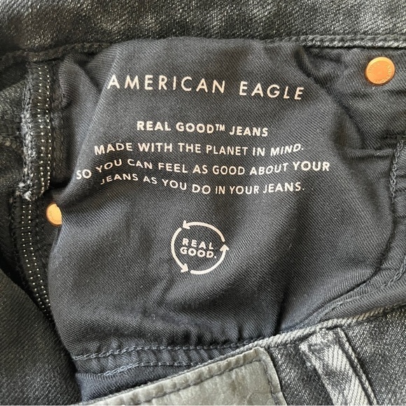American Eagle AE AirFlex 360 Patched Slim Jean Real Good Black Blaze Sz 28 x 28 - Picture 6 of 14